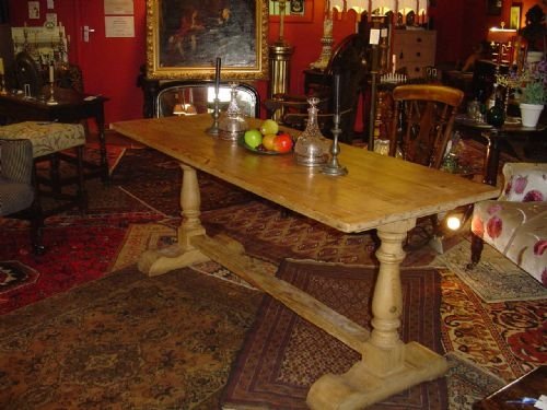 fig 1. Victorian Pine Farmhouse Refectory Table.