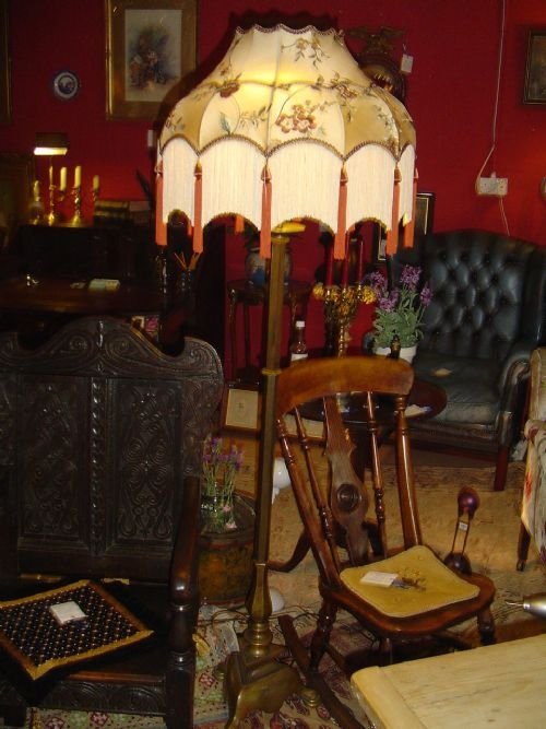 Quality Brass Art Deco Lamp & Handmade Silk Shade