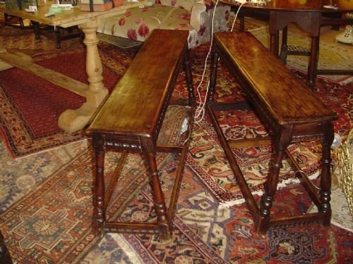 A Matched Pair of Oak Benches. C17th C and Later
