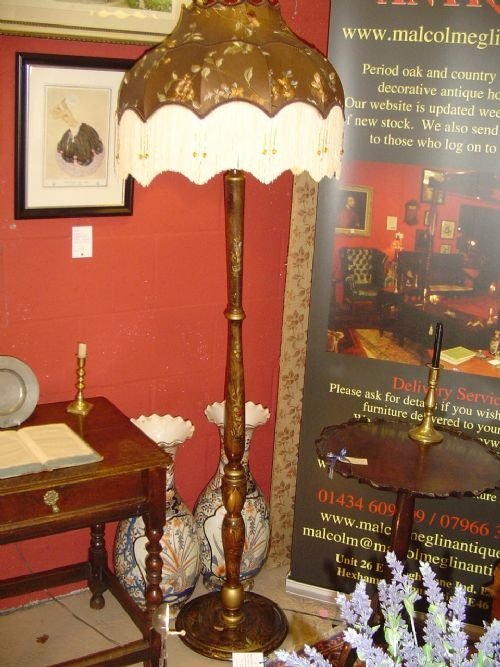 Lacquered Standard Lamp & Handmade Silk Shade