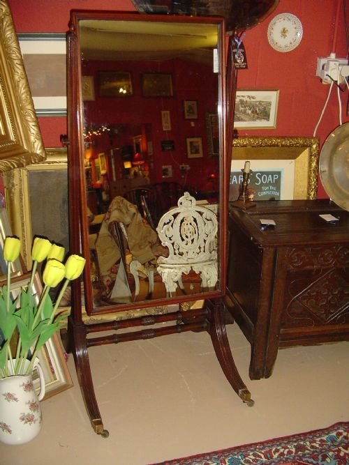 Regency Mahogany Cheval Mirror.  C1820.