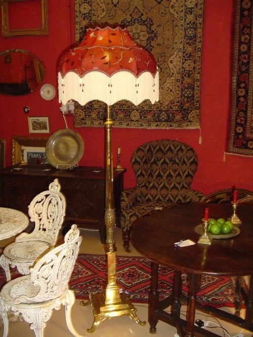 Beautiful Brass Standard Lamp with Sil Shade. 1920.