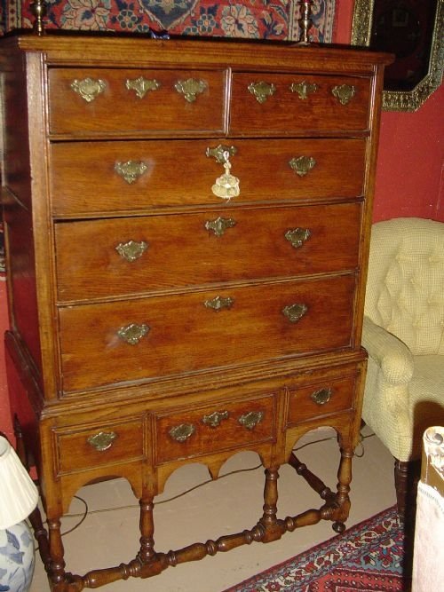 Queen Anne Oak Chest on Stand.  C1700