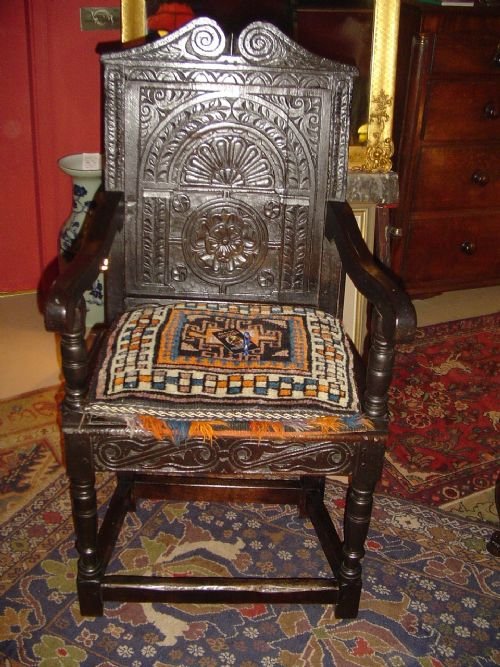 17th Century Oak Wainscot Chair.  C.1670