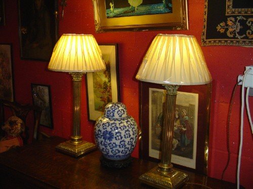A Pair of Corinthium Column Table Lamps