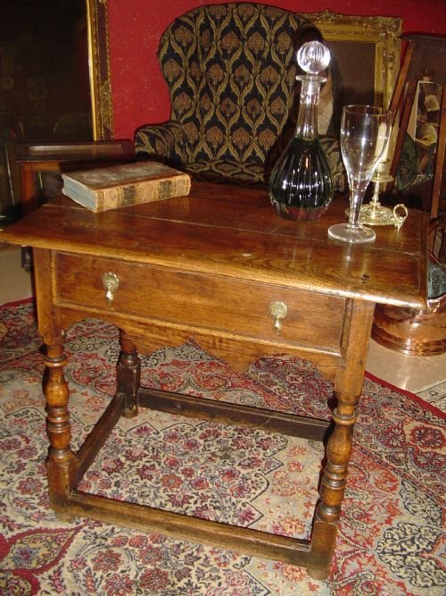 17th Century Elm Side Table.