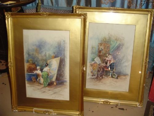 A Pair of Watercolours Signed De Fulvis.
