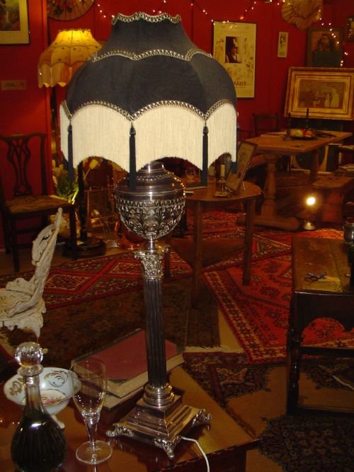 A Fine Quality Electric Plated Oil Lamp. (Electrified)