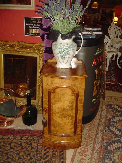 Fine Quality Victorian Burr Walnut Bedside Cabinet