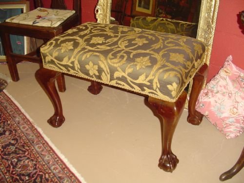 Large Victorian Mahogany Upholstered Stool.