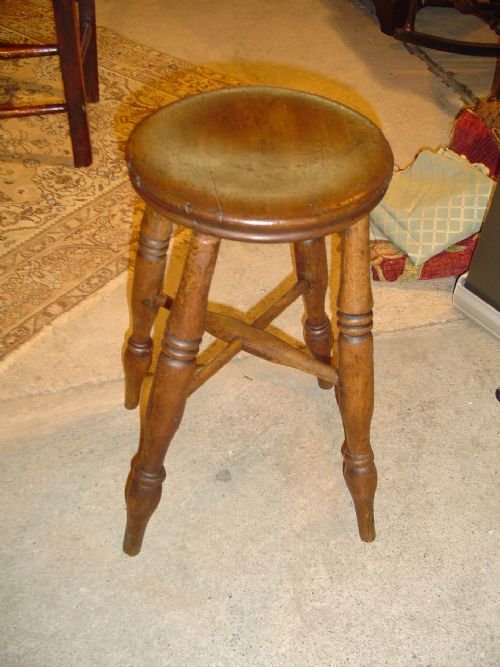 A Small Round Kitchen Stool. C. 1900