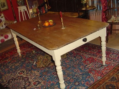 Victorian Pine Kitchen Dining Table.