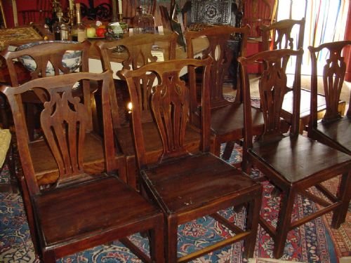Matched Set of 8 Country Chairs. C 1800