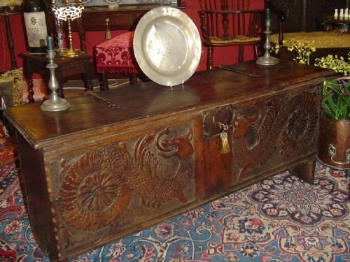 Early 17th C. Oak Six Plank Coffer.