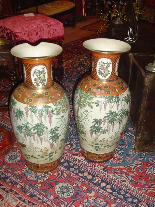 A Pair of Large Balleuster Shaped Oriental Vases.