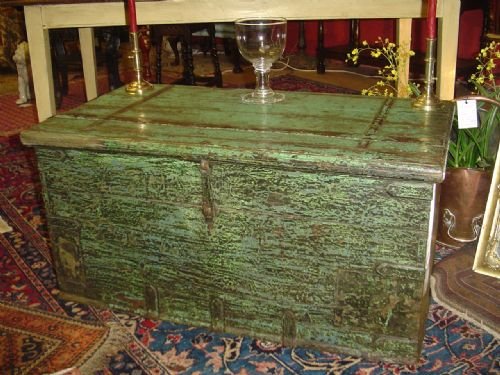 19th Century Painted Teak Trunk