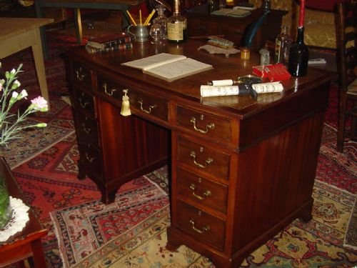 Edwardian Bow Fronted Desk. C1910.