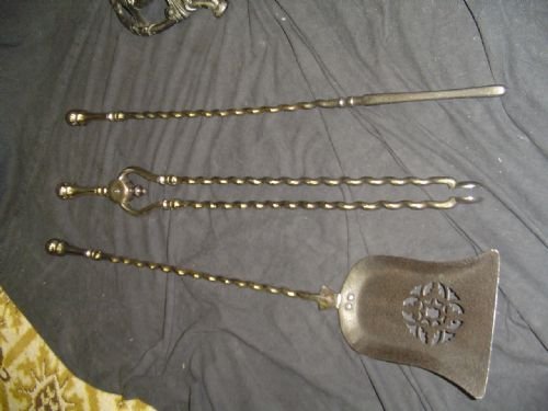 A Set of Victorian Steel Fire Irons.