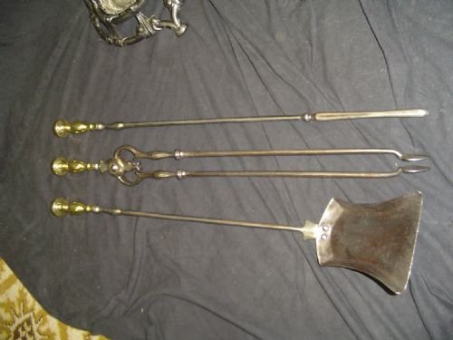 A Set of Victorian Steel Fire Irons.