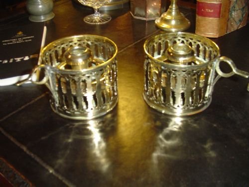 A Fine Pair Ofearly 19th C. Brass Chamber Sticks.