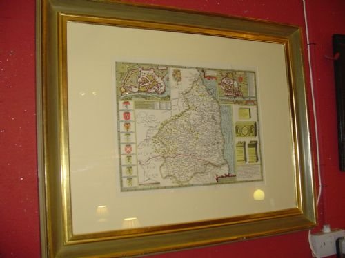Print of a Map of Northumbria. By John Speed