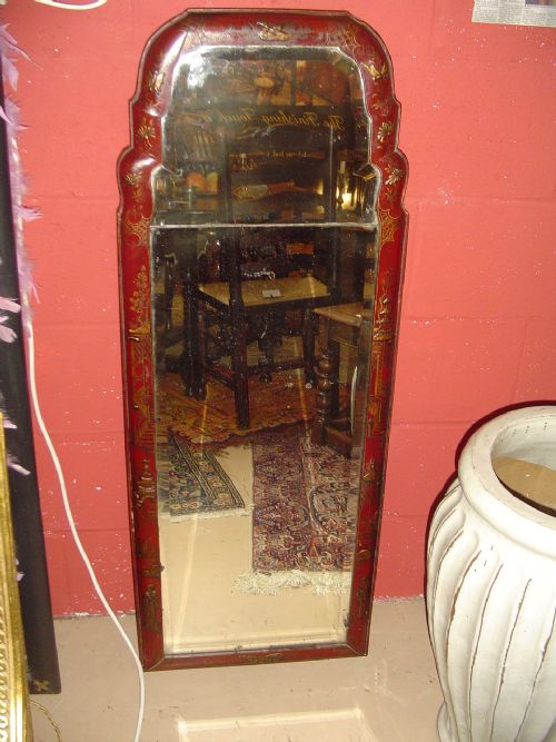 18th C Lacquered Mirror in the Queen Ann Style.