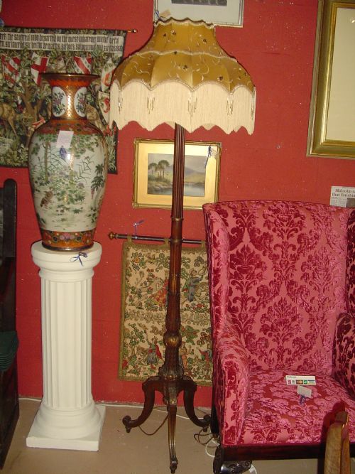 Mahogany Standard Lamp & Handmade Silk Shade