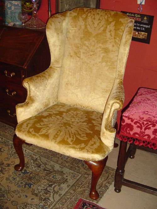 19th C. Wing Armchair in Queen Anne Style.
