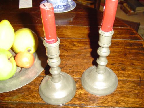 18th Century Pewter Candlesticks