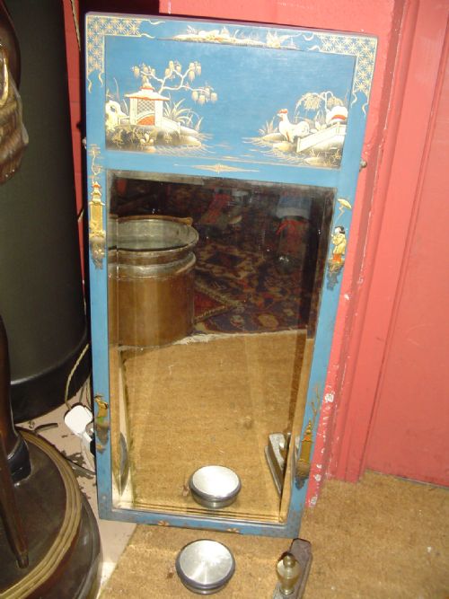 Blue and Gilt Lacquered Mirror. C1920.