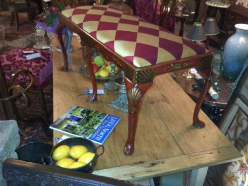 Long Red Lacquered Stool. C1900.