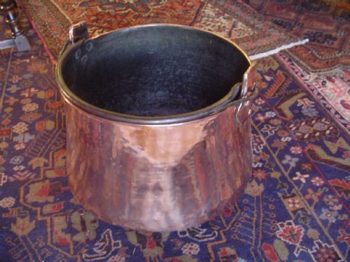 19th Century Heavy Copper Logbin