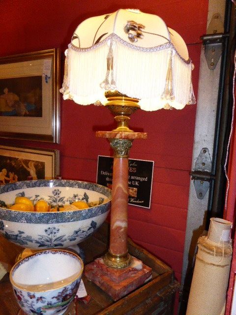 Large Rouge Marble Table Lamp