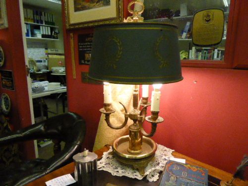 Handsome French Bouillotte Desk Lamp.  C.1930.