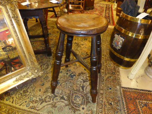 Victorian Ash & Elm Kitchen Stool. C1880.