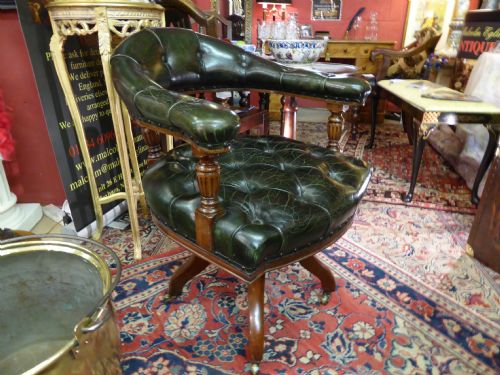 Early Victorian Leather Desk Chair.  C1860.