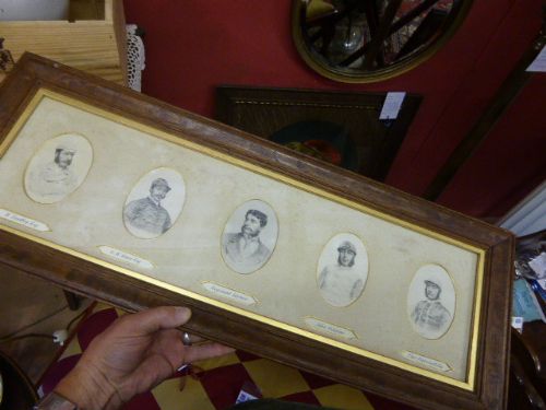 Victorian Print of Jockeys in Oak Frame. C1870.