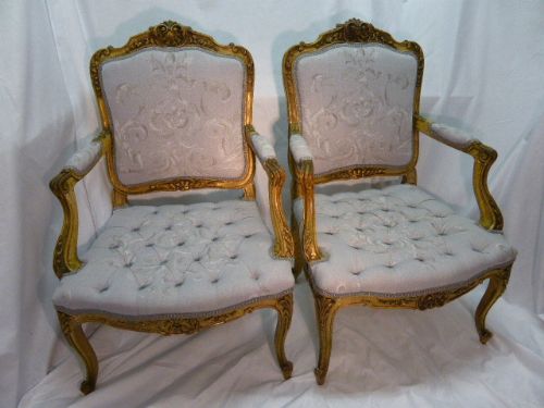 Elegant Pair of 19th C. French Fauteil Period Chairs.