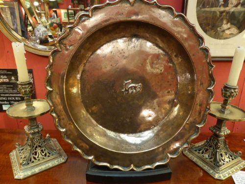 Interesting Chinese Brass Charger.  C.1800.