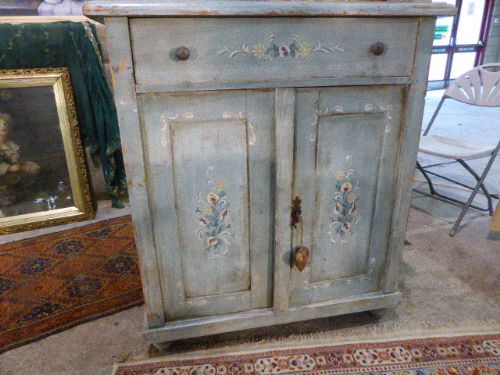 A Continental Painted Cupboard with Drawer.