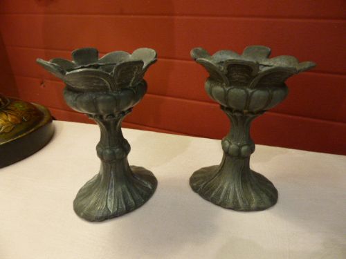 Pair of 19th Century Pewter Bud Vases.