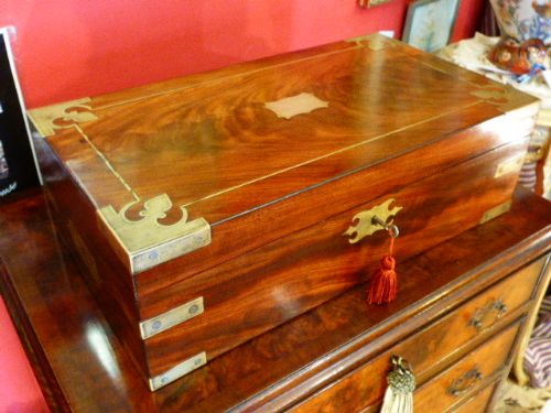 Georgian Mahogany Campaign Style Writing Slope. C.1800.
