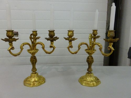 Beautiful French 19th Century Gilt Candelabra.