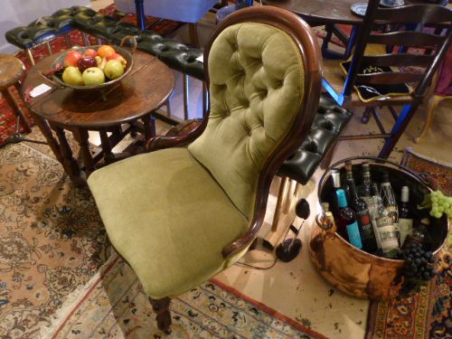 Victorian Bedroom Spoonback Upholstered Chair. C.1870.