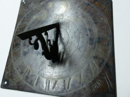 Extremely Rare 18th C. Sundial Nomon  with Makers Name.   Dated 1713.