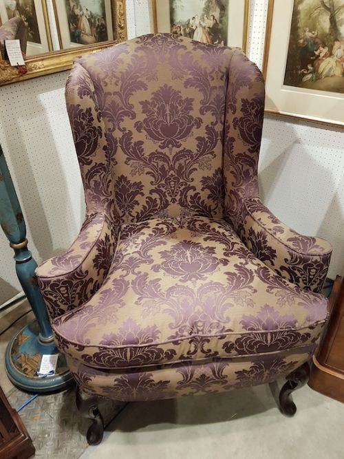 Early 19th C. Wing Armchair with New Upholstery.