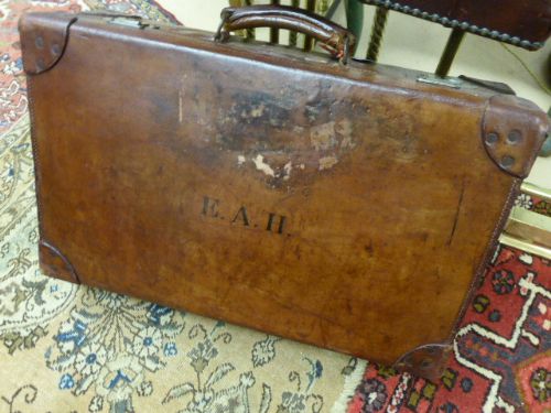 Early 20th Century Leather Suitcase. C.1930.