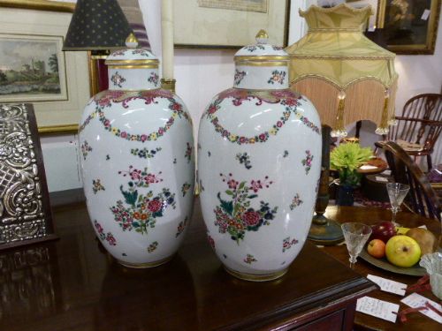 Pair of Tall Elegant Samson of Paris Vases.  C. 1900.
