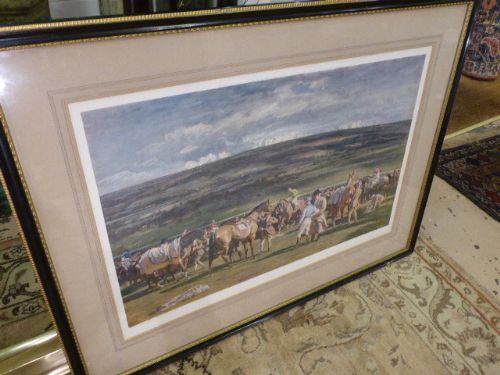 "Sir Alfred Munnings"  Racing Print.    "In the Saddling Paddock - Cheltenham March Meeting"