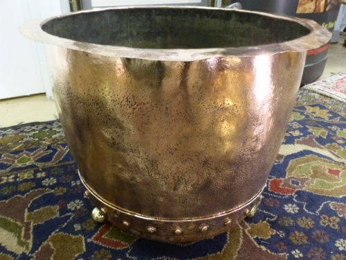 19th Century Copper Logbin with Brass Feet.